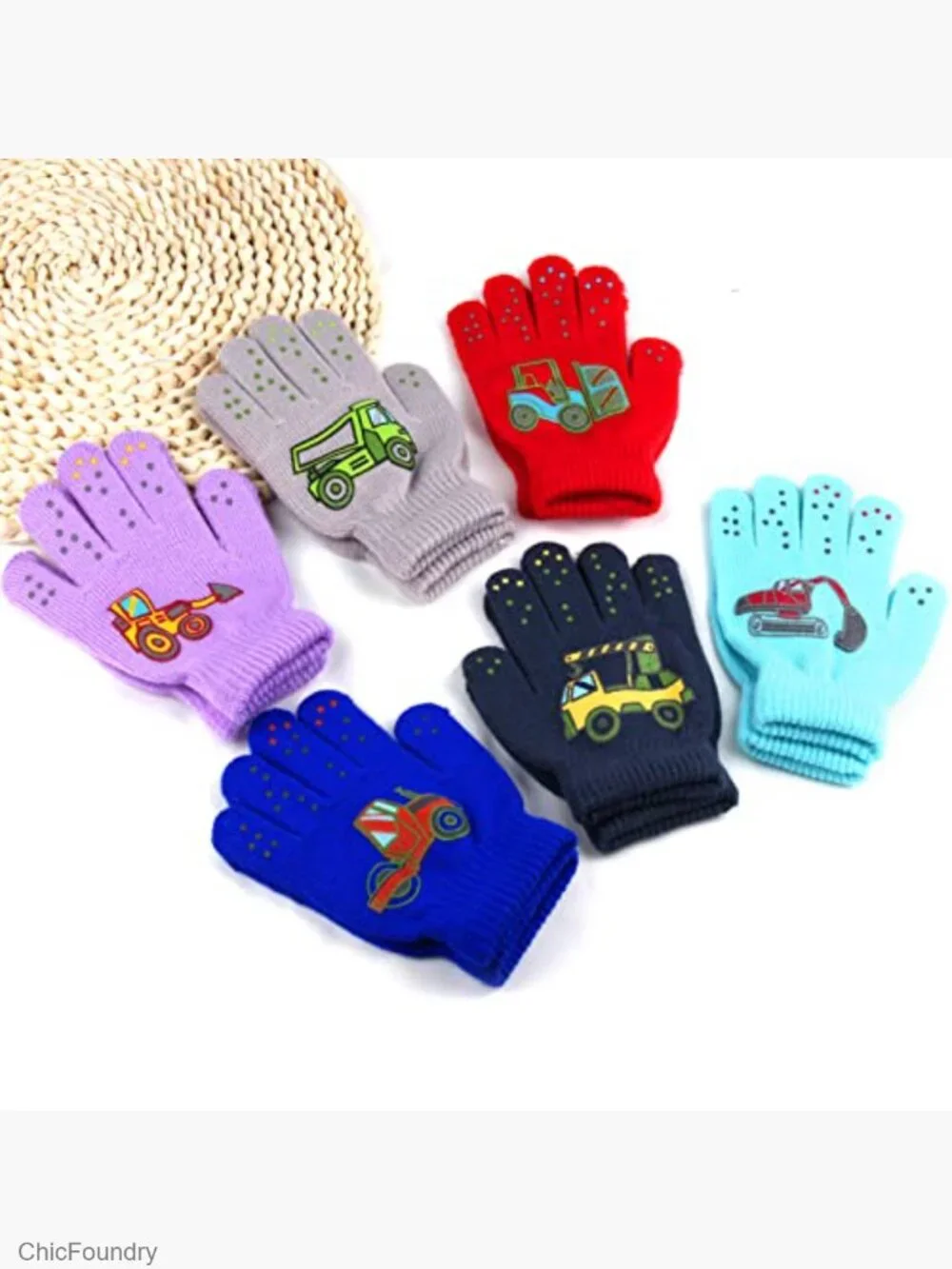 6 pairs Stretchy Warm Knit Winter Gloves for Kids